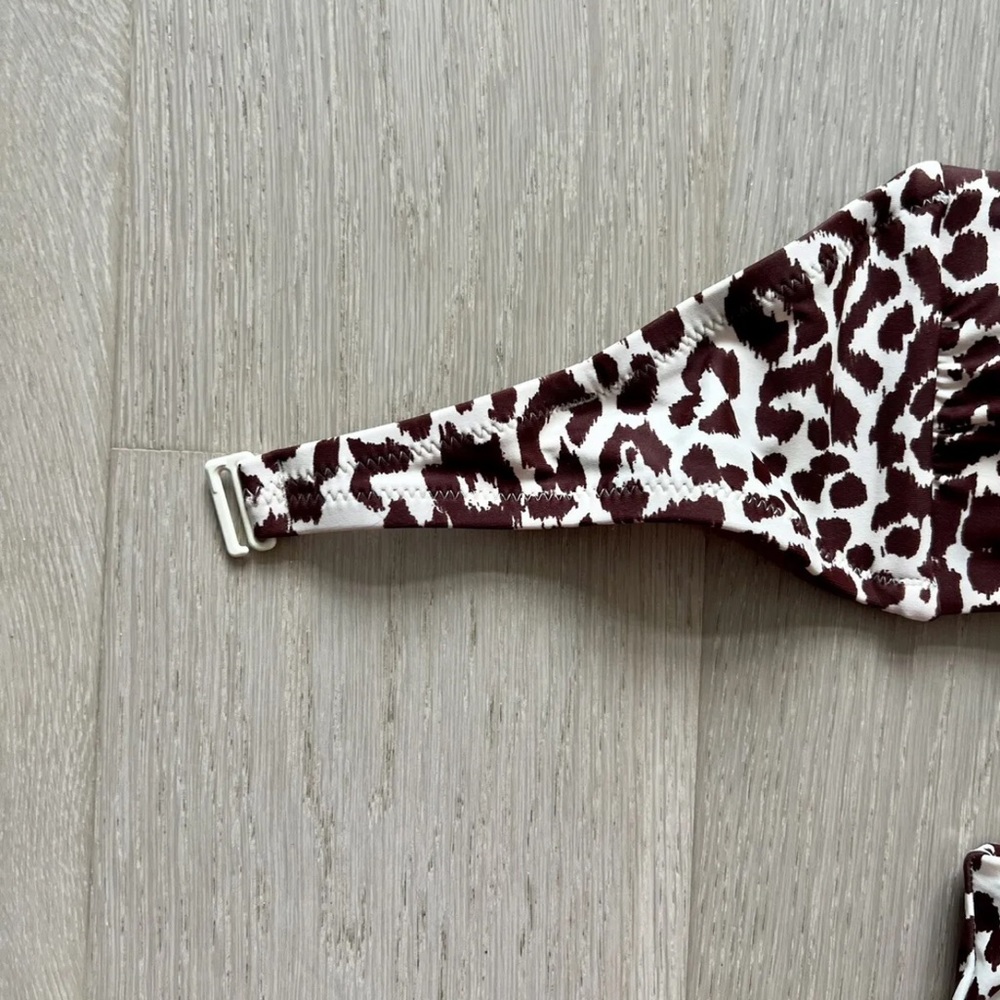 JCrew Knot Bandeau Bikini Top Small High Rise Bottom Leopard XS NWT - Picture 4 of 4